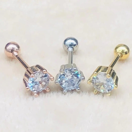 Einzelner Stein Tragus Piercing – Elegantes und Funkelndes Ohrpiercing mit Einem Diamanten