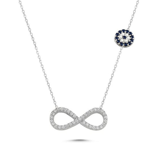 Unendlichkeit Silber Halskette mit Nazar Unendlicher Schutz Bedeutung