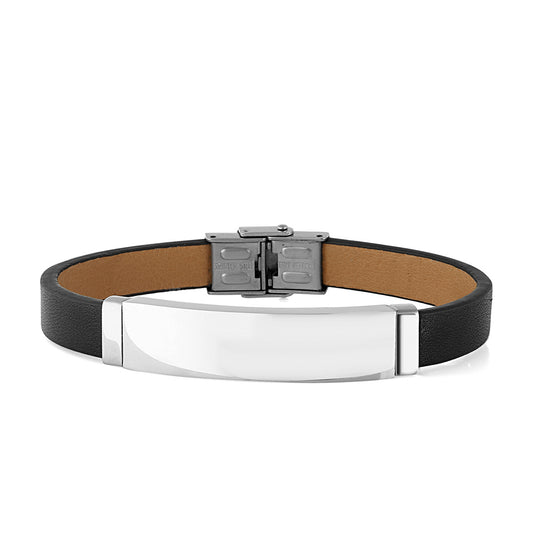 Stainless Steel Leder Armband – Maskuliner Stil mit persönlicher Gravur