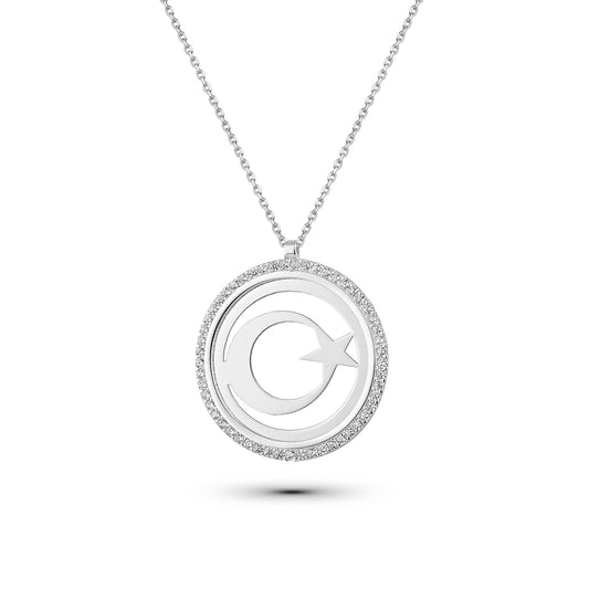 925er Silber Ay Yıldız Halskette mit Zirkonia – Eleganz und Bedeutung vereint