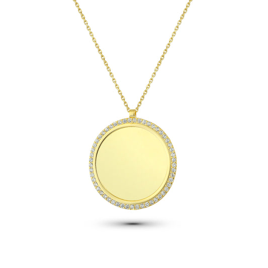 Plättchenkette mit Steinumrandung – Funkelnde Eleganz mit persönlichem Charme