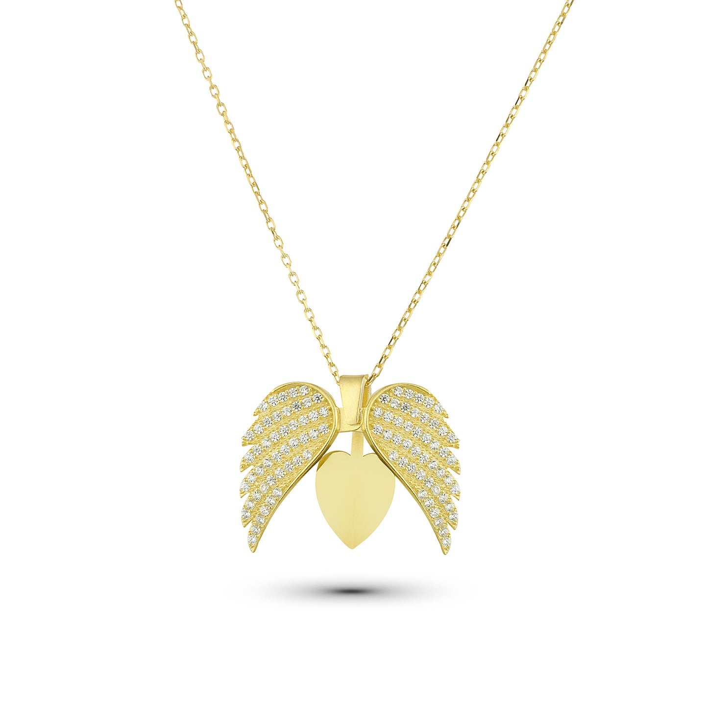 Engelsflügel Herzkette aus 925 Silber mit Gratisgravur