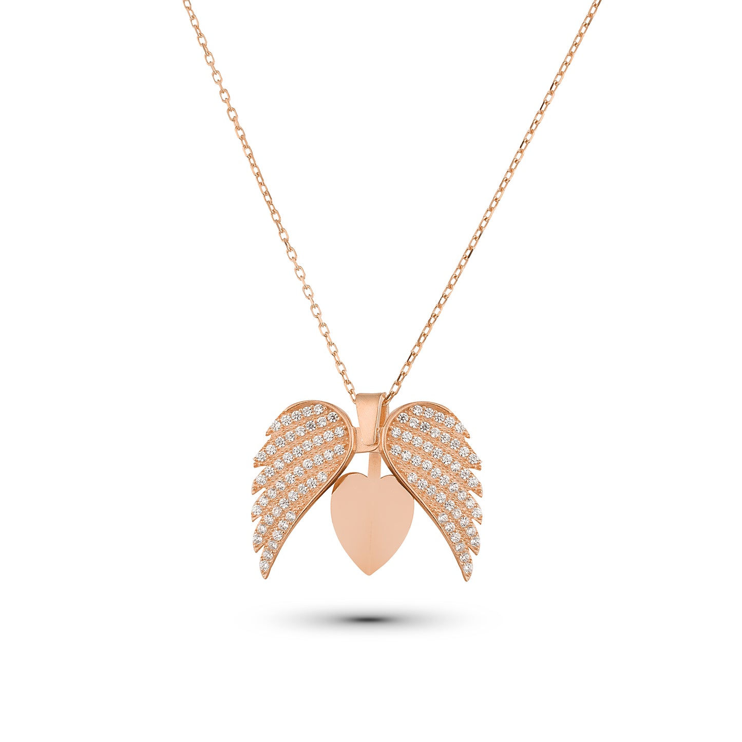 Engelsflügel Herzkette aus 925 Silber mit Gratisgravur