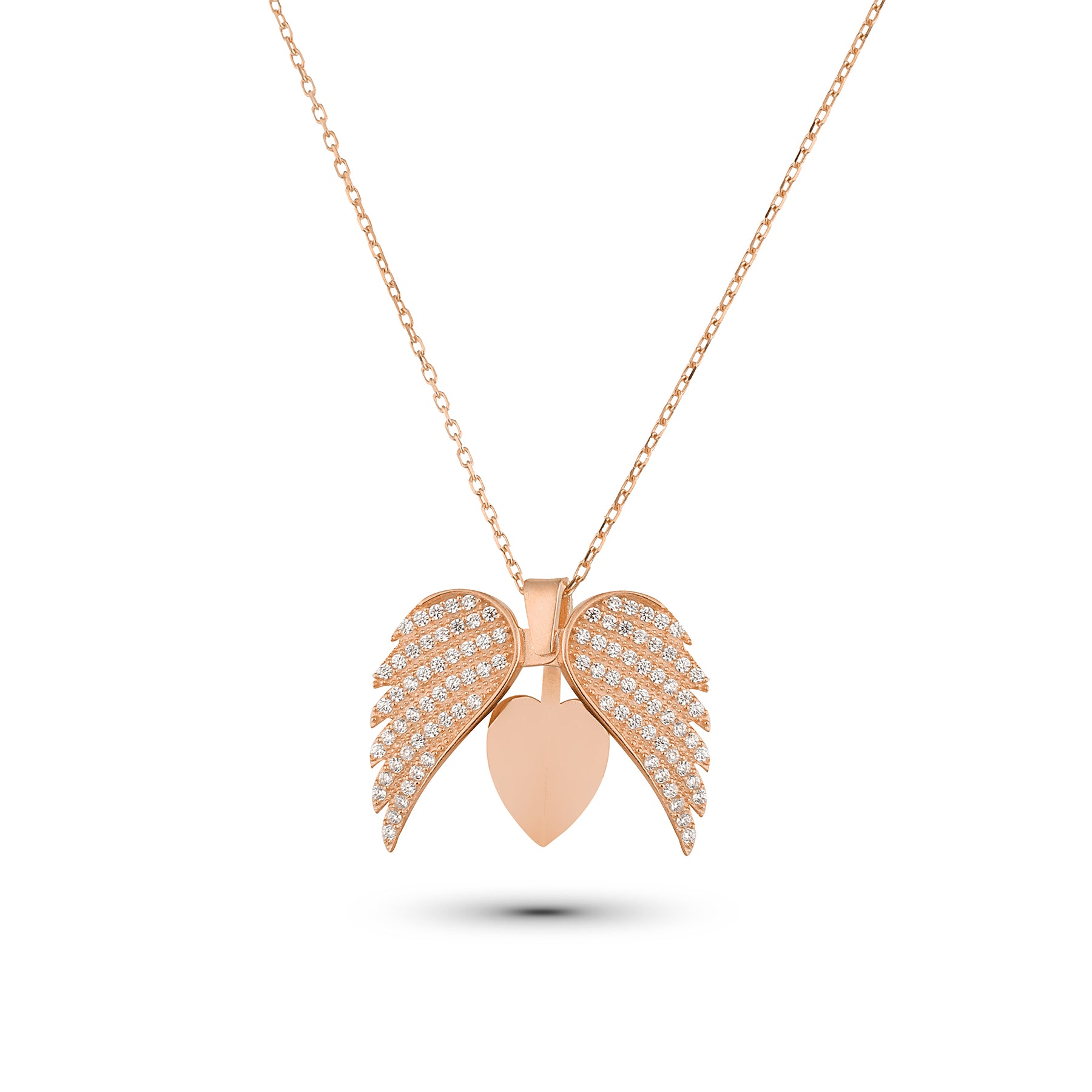 Engelsflügel Herzkette aus 925 Silber mit Gratisgravur