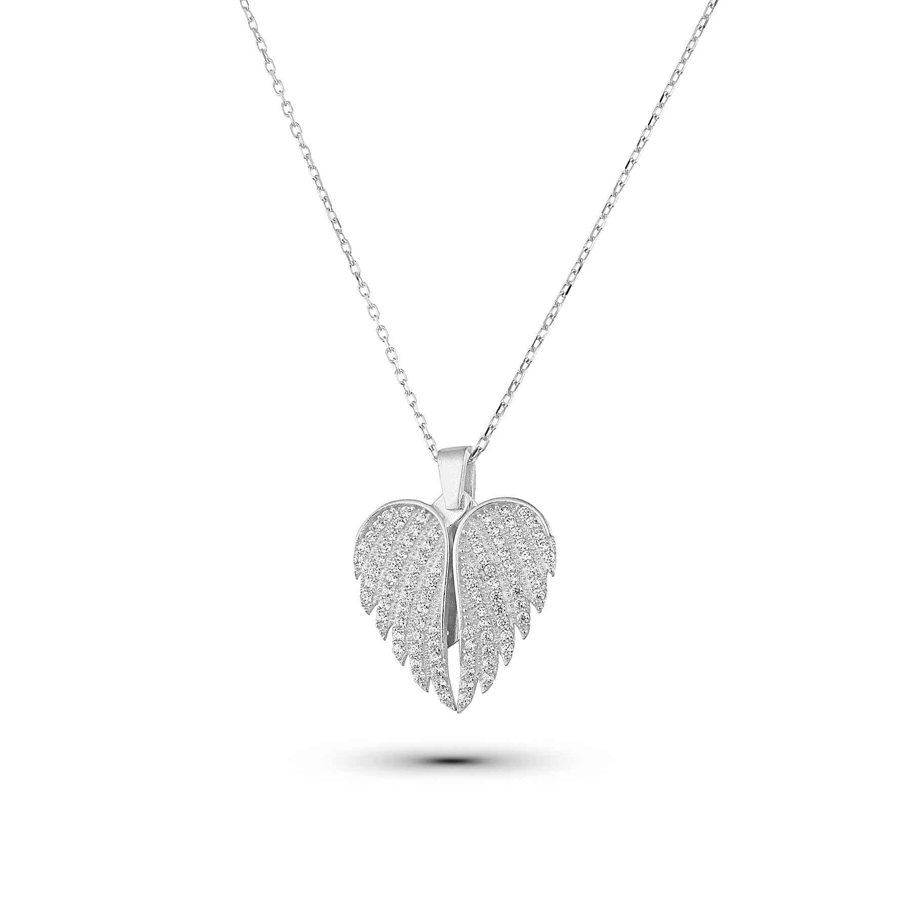 Engelsflügel Herzkette aus 925 Silber mit Gratisgravur