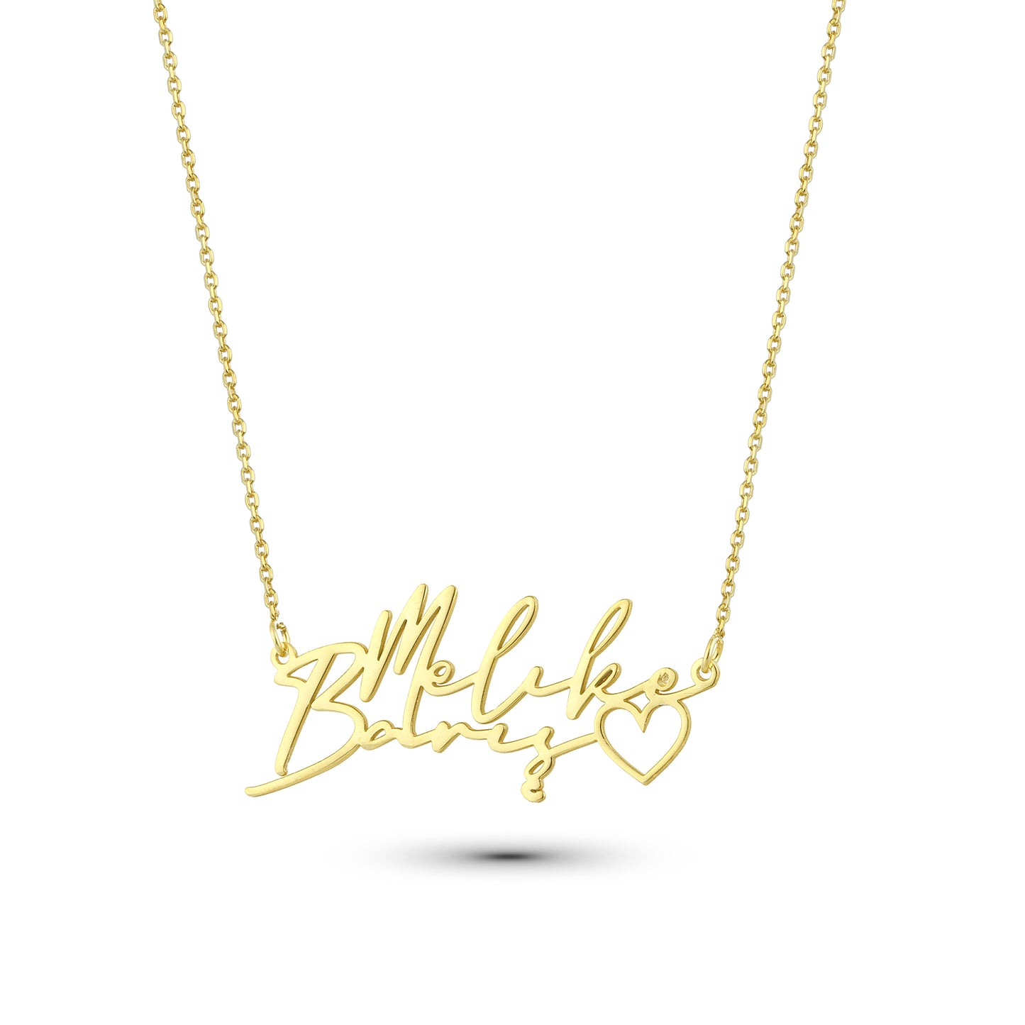 Künstler Design Kette mit Doppelnamen und Herz