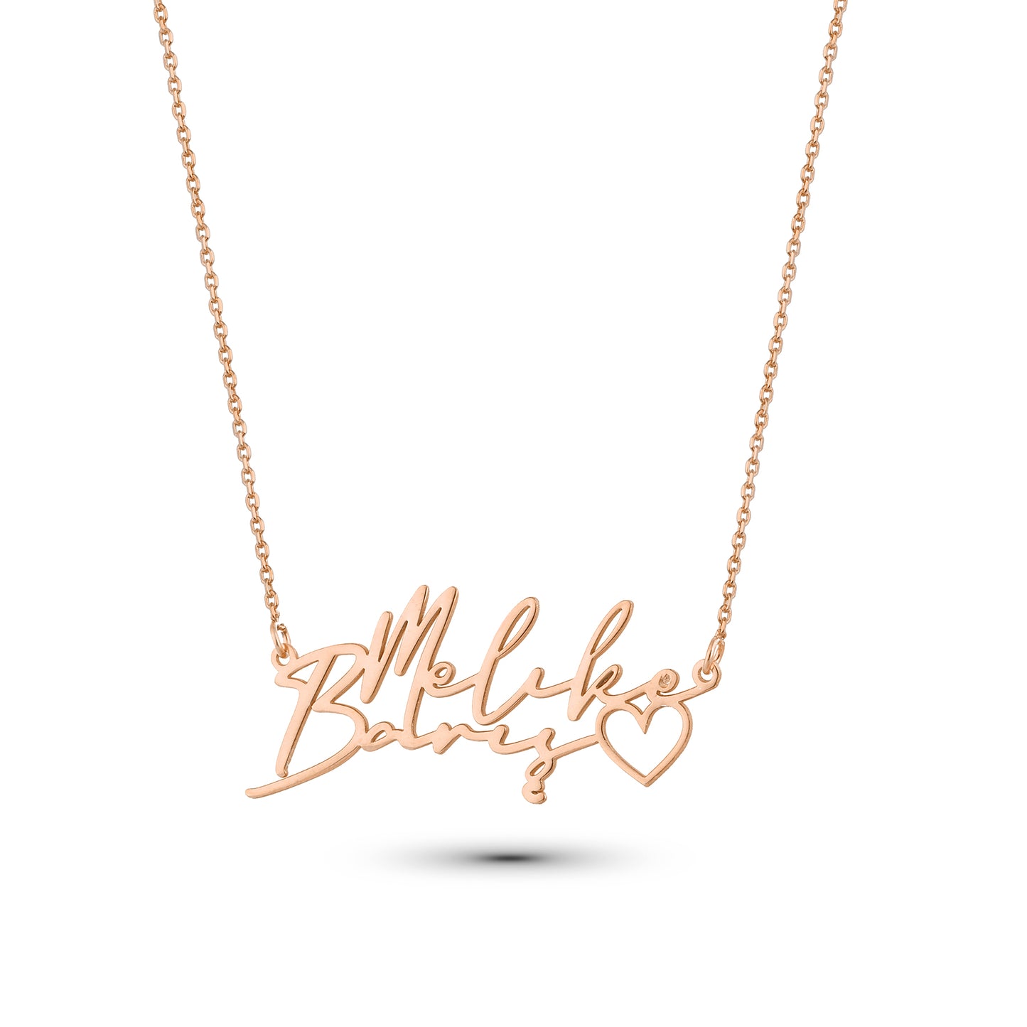 Künstler Design Kette mit Doppelnamen und Herz