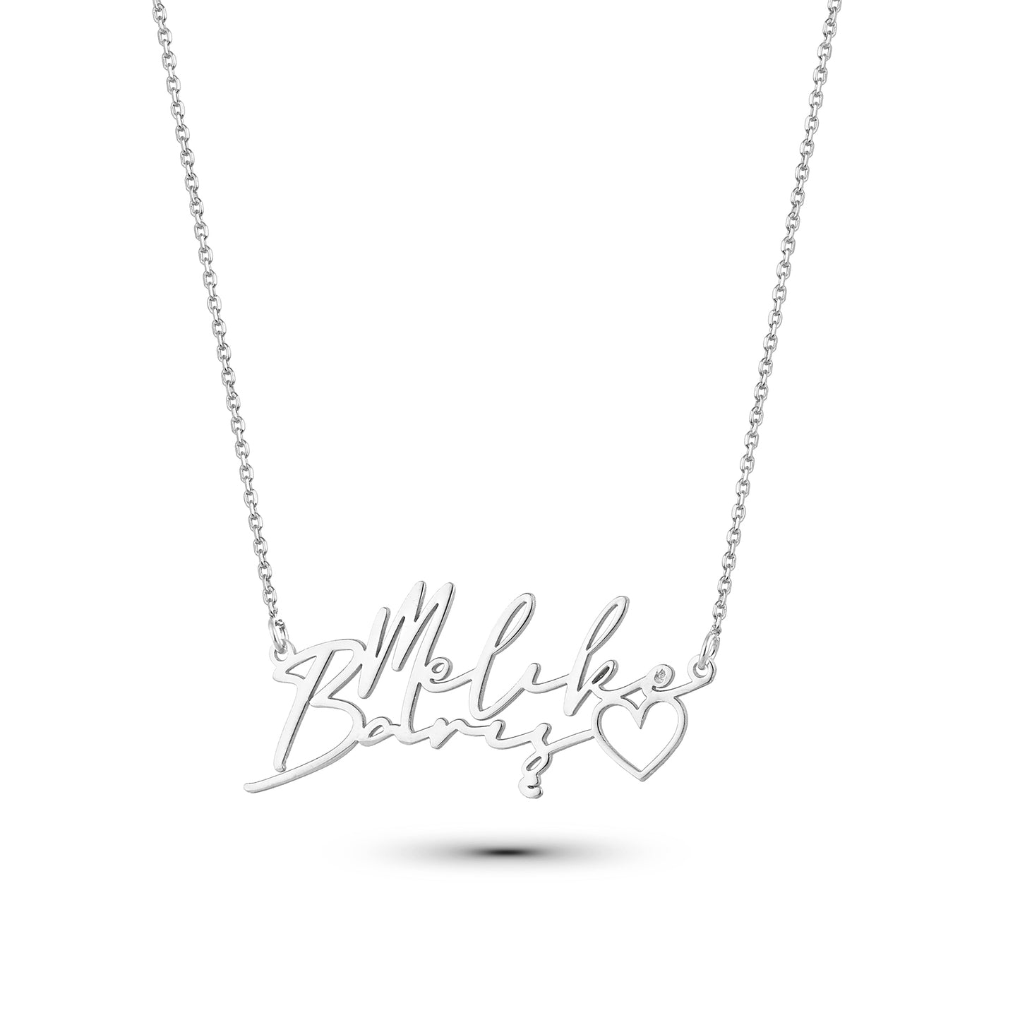 Künstler Design Kette mit Doppelnamen und Herz