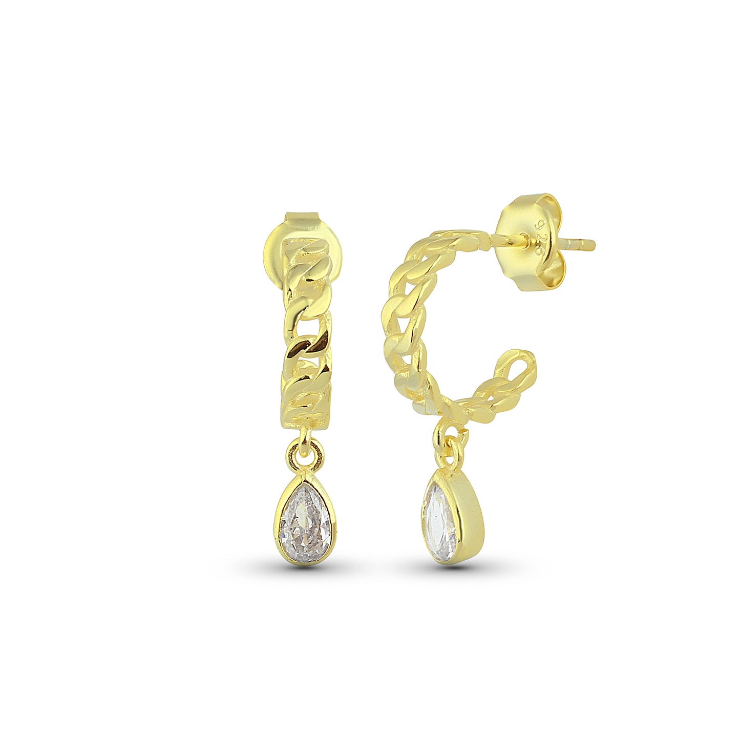 Cuban Ohrring mit Stein – Urbaner Luxus mit funkelndem Akzent