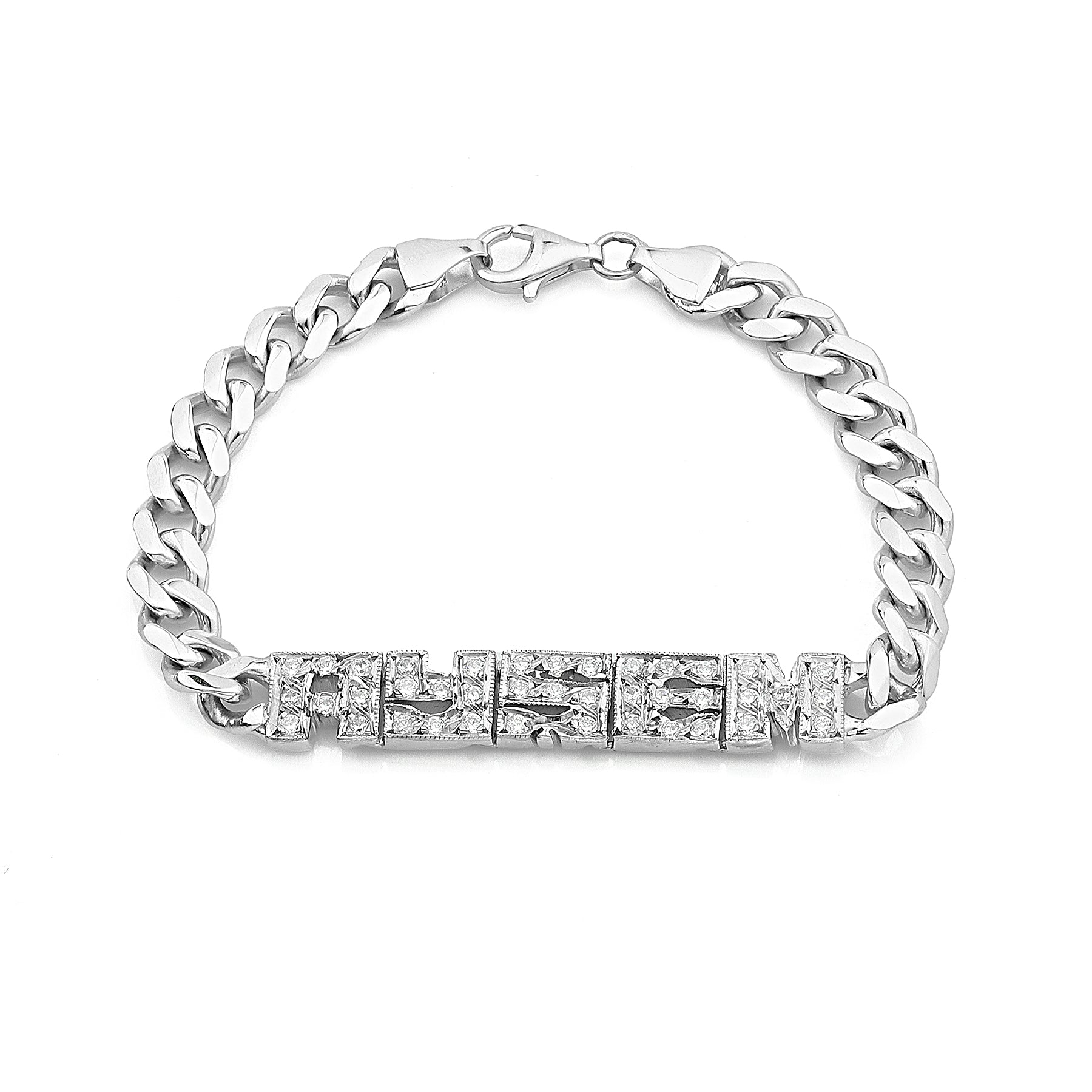 Panzer Armband mit Wunschname & Steinen – Persönlicher Glanz im markanten Stil