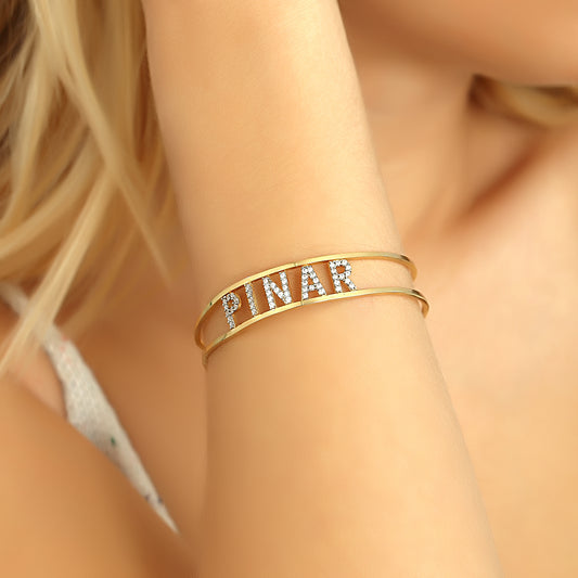 Personalisierter Armreif Bis zu 10 Wunschbuchstaben Namensarmband