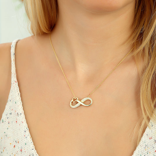 Unendlichkeit Herz Silber Halskette