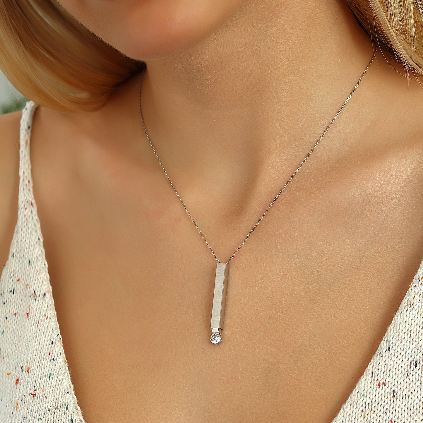 Barren Kette mit Hülse und Stein, Gratisgravur