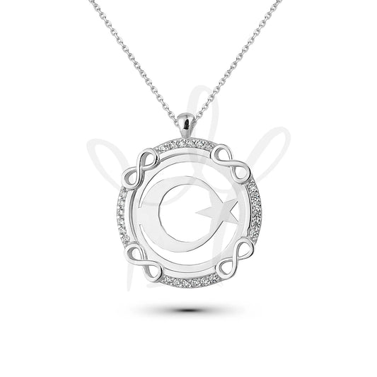 Ay Yildiz Kette mit Infinity Steinumrandung