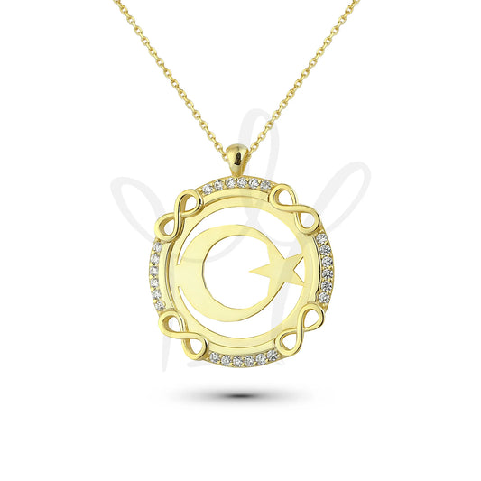 Ay Yildiz Kette mit Infinity Steinumrandung