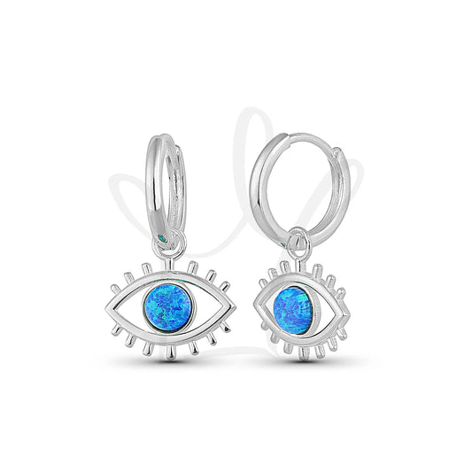Augen Effekt Ohrringe mit Opal Stein - orrechini effetto occhio Opal