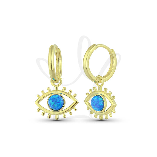 Augen Effekt Ohrringe mit Opal Stein - orrechini effetto occhio Opal